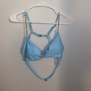 SHEIN Light Blue Gold Chain Bikini Swimsuit